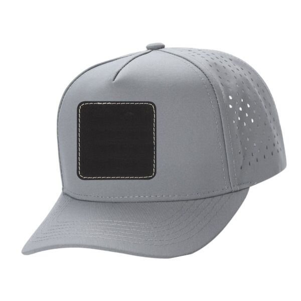 GREY Laser Mesh Hat w/ 2.5" Blk Patch Thumbnail
